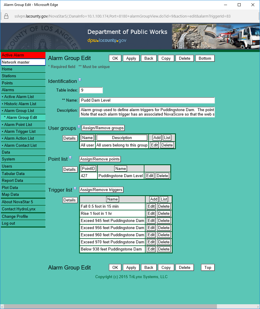 Alarm final configuration