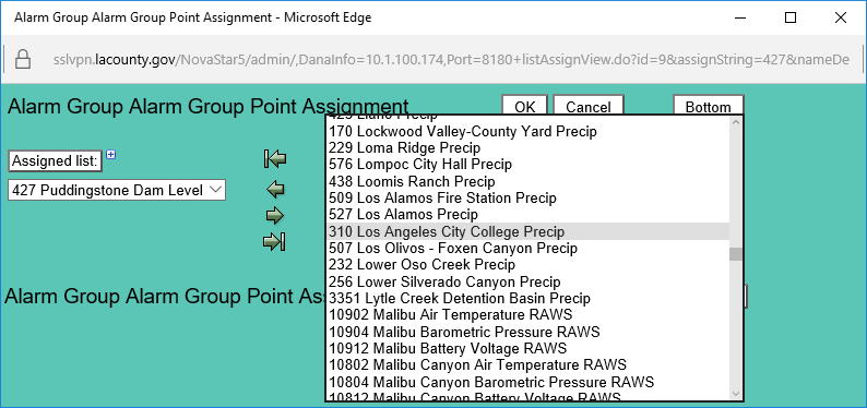 Assign points to alarm group